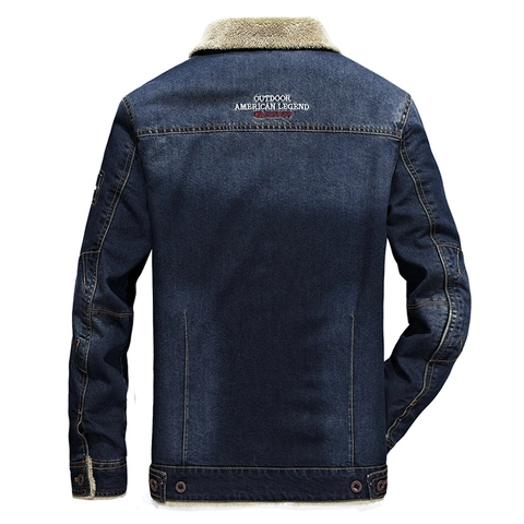 Men's Fleece Lined Denim Jacket Thick Sherpa Collar Cotton Outerwear Warm Winter Casual Coat For Men Plus Size Workwear
