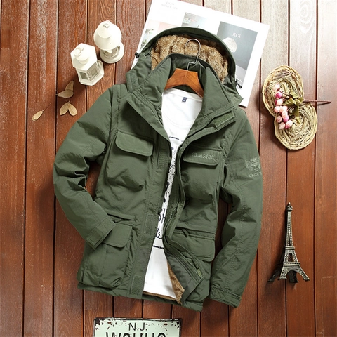 Giacca Tattica da Uomo Casual Outdoor Foderata in Pile Antivento Con Cappuccio Misto Lana Multitasca Militare Ricamato Cappotto
