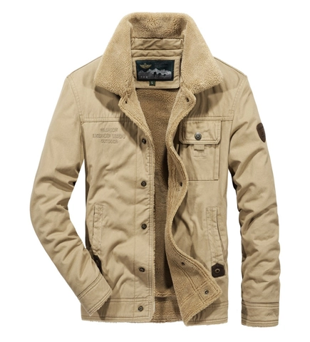 Veste Matelassée en Coton d'Hiver pour Hommes Doublée Polaire Manteau de Travail en Extérieur Doublure Sherpa Chaude