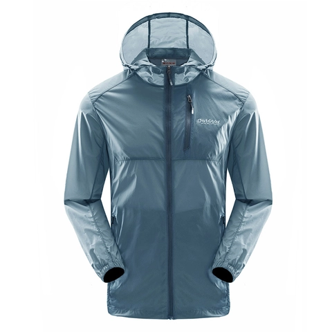 Veste de Protection Solaire Homme Légère UPF 40+ Respirante à Capuche Veste de Peau Nylon Élasthanne Pliable Été Coupe-vent