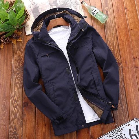 Veste Fine d'Extérieur pour Homme Imperméable Respirante Coupe-vent Décontracté Manteau de Montagne à Capuche Avec Capuche Amovible pour la Randonnée