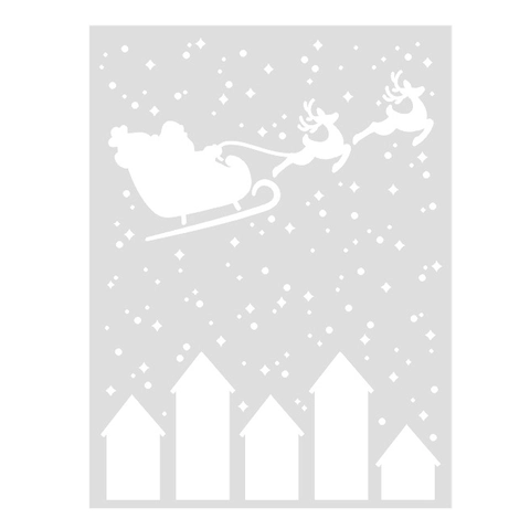 Christmas PET Stencil Santa Claus Reindeer Snowflake Hollow Out Painting Template For DIY Cake Art Scrapbooking Decor