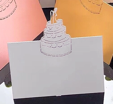 Tarjetas de Lugar de Papel Perlado con Forma de Pastel de Bodas Calado para Decoración de Mesa de Fiesta de Cumpleaños