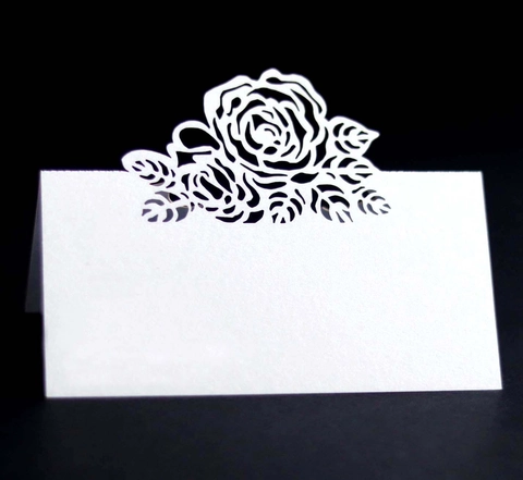 Élégants Marque-Places Rose Découpe Laser Pour Mariage Table Fête Papier Nacré Ajouré Cartes De Nom Pour Événement Banquet