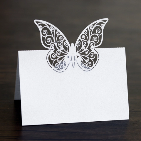 Butterfly Hollow Laser Cut Place Card Pearlescent Paper Table Name Card For Wedding Party Banquet Event Desktop Decoration