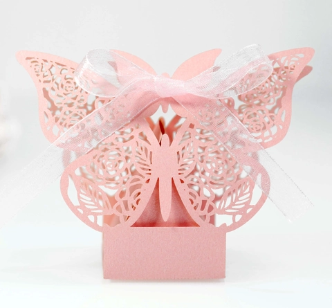 Butterfly Rose Laser Cut Candy Box For Wedding Party Favor Hollow Out Pearlescent Paper Gift Box Valentine Day Decoration