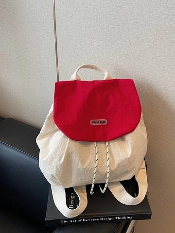 Sac à Dos à la Mode Plissé Couleur Contrastée pour Femmes Grande Capacité Voyage Navettage Décontracté