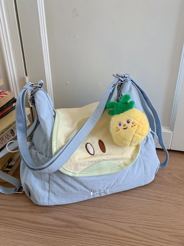 Sac à Épaule en Toile Fruit Dessin Animé Broderie Mignonne Sac à Dos Polyvalent pour Étudiants Sac Femme Été Polyvalent