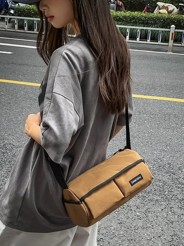 Borsa a Tracolla in Nylon da Donna di Grande Capacità Borsa Messenger Sportiva in Tinta Unita Borsa a Cuscino Tracolla Regolabile