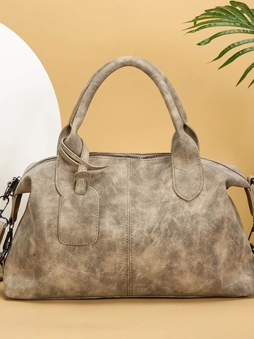 Retro Women PU Leather Boston Pillow Bag Casual Shoulder Crossbody Bag Large Capacity Commuting Top Handle Bag With Adjustable Strap