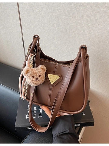 Trendy Women PU Leather Stitched Hobo Bucket Bag Vintage Solid Color Crossbody Underarm Shoulder Bag For Casual Daily