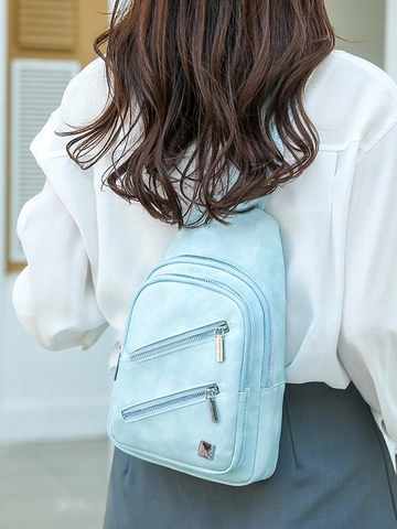 Damen Mode PU Leder Brusttasche Große Kapazität Breiter Geometrischer Gurt Crossbody Sling Bag Lässig Reisen Handytasche