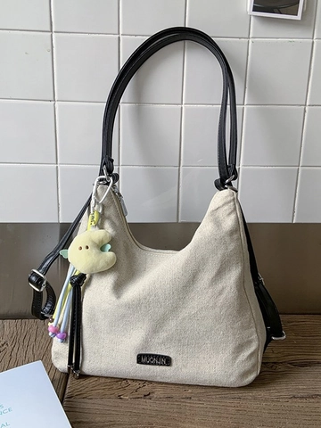 Women Large Capacity Canvas Shoulder Bag Vintage Casual Tote Backpack For School Commuting Travel Multifunctional Hobo Bag