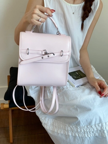 Women Fashion Backpack Soft PU Leather Flip Square Bag Magnetic Buckle Minimalist Vintage Schoolbag Versatile Travel Backpack For Ladies