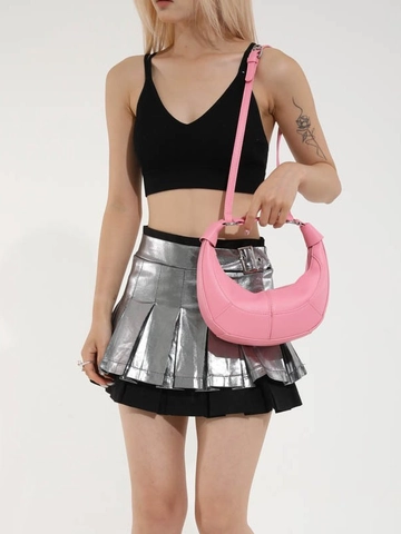 Sac Bandoulière Croissant pour Femmes Plissé Cuir PU Grain Lychee Petit Sac À Épaule Décontracté Commuter Hobo
