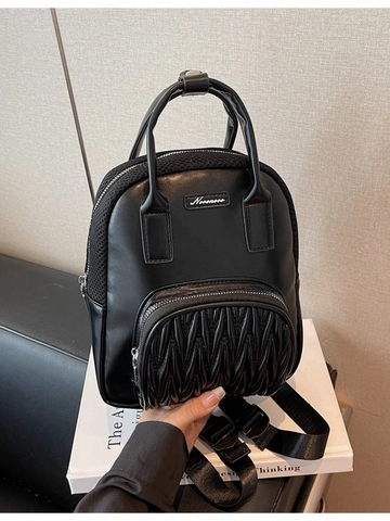 Mini Sac à Dos de Mode pour Femmes Style Coréen Matelassé Plissé Cuir Synthétique Petit Sac à Dos Maille Voyage Daypack