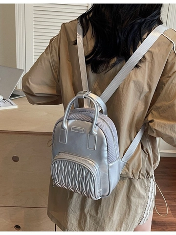 Mini Sac à Dos de Mode pour Femmes Style Coréen Matelassé Plissé Cuir Synthétique Petit Sac à Dos Maille Voyage Daypack