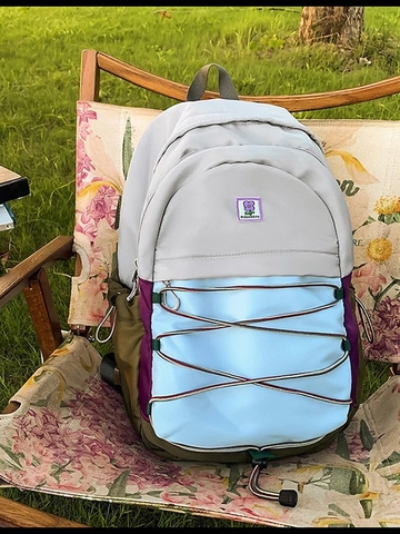 Sac à Dos en Nylon Imperméable de Grande Capacité pour Femmes Mode Patchwork Cartable École Loisirs Plein Air Voyage