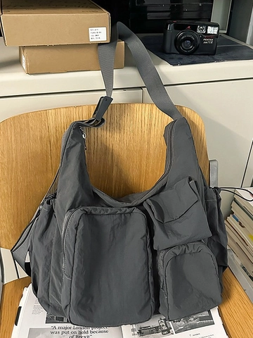 Vintage Large Capacity Nylon Multi-pocket Messenger Bag For Women Men Casual Urban Outdoor Crossbody Dumpling Bag
