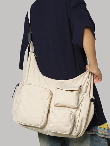 Vintage Large Capacity Nylon Multi-pocket Messenger Bag For Women Men Casual Urban Outdoor Crossbody Dumpling Bag