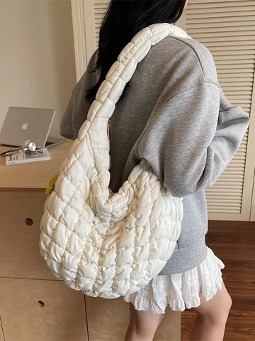 Fashion Quilted Puffer Cloud Bag Women Large Capacity Pleated Bubble Crossbody Bag Underarm Dumpling Bag Shoulder Tote Bag