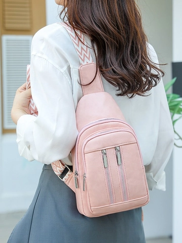 Borsa da Petto in Pelle PU Vintage da Donna Grande Capacità Borsa a Tracolla Casual Con Tracolla Larga Fantasia Zaino Monospalla