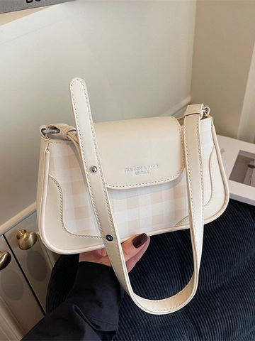 Sac à Épaule à Carreaux pour Femmes Tendance en Cuir PU Carré Sac Bandoulière Petit Sac Sous le Bras Sac à Main Mode Coréenne