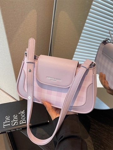 Sac à Épaule à Carreaux pour Femmes Tendance en Cuir PU Carré Sac Bandoulière Petit Sac Sous le Bras Sac à Main Mode Coréenne