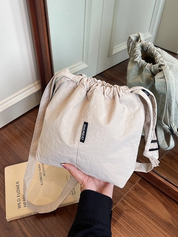 Borsa a Secchiello con Coulisse Grande Capacità Donna Borsa a Tracolla in Tessuto Morbido Tinta Unita Casual Pendolarismo Borsa a Mano Moda