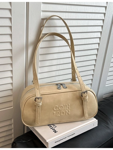Borsa a Spalla Donna Vintage in Pelle PU Grande Capacità Rilievo Cucito Boston Sottobraccio Borsa Estate Pendolarismo Borsa a Mano