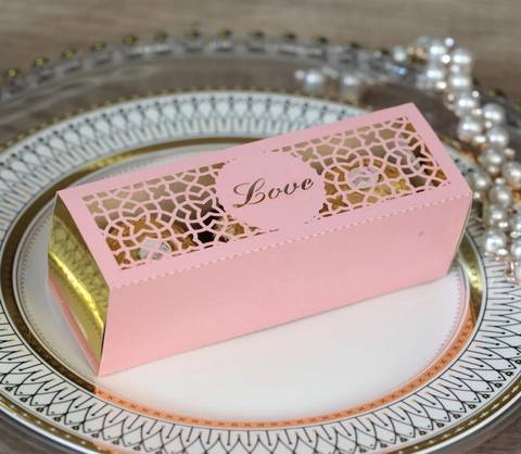 Scatola di Caramelle Cava Love Tagliata al Laser in Carta Perlata Scatola Regalo per Matrimonio Confezione di Cioccolato Rettangolare