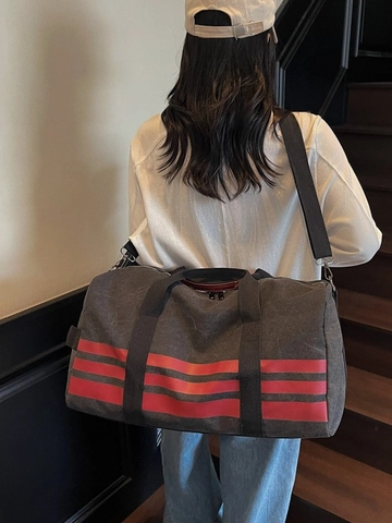 Large Capacity Canvas Travel Bag Unisex Lightweight Portable Duffle Bag For Gym Sports Vacation Weekend Trip Stripes