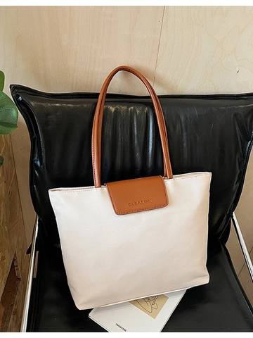 Bolso Tote de Cuero PU de Gran Capacidad para Mujer Bolso de Hombro Casual Versátil Color Sólido Bolso de Mano