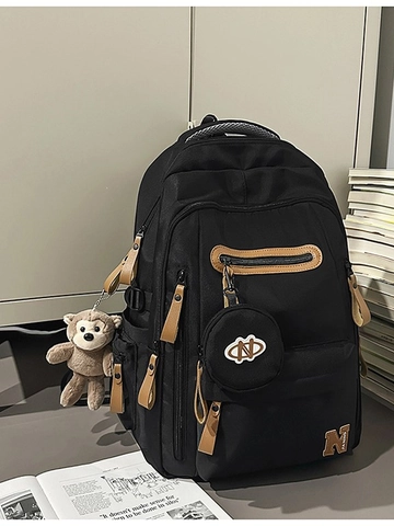 Sac à Dos en Nylon Grande Capacité Style Japonais Sac d'École de Voyage Imperméable pour Étudiants Avec Pendentif