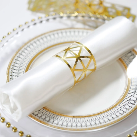 Geometric Hollow Paper Napkin Rings Decorative Triangle Mesh Napkin Buckle For Wedding Banquet Hotel Table Decoration
