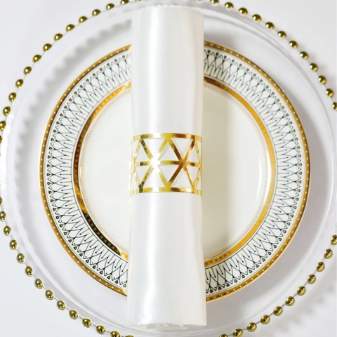Geometric Hollow Paper Napkin Rings Decorative Triangle Mesh Napkin Buckle For Wedding Banquet Hotel Table Decoration