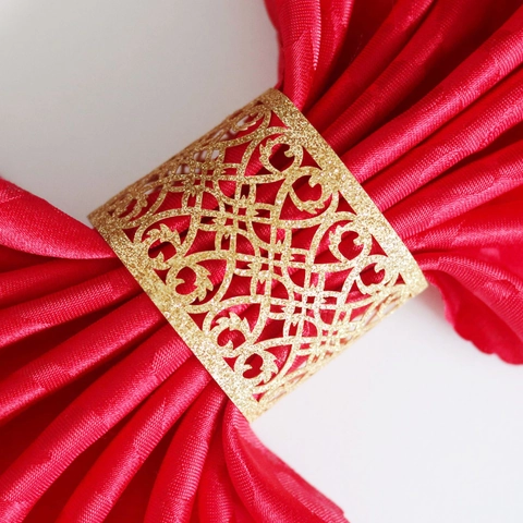 Laser Cut Paper Napkin Rings Glitter European Style Heart Pattern Napkin Buckles For Wedding Banquet Party Table Decoration
