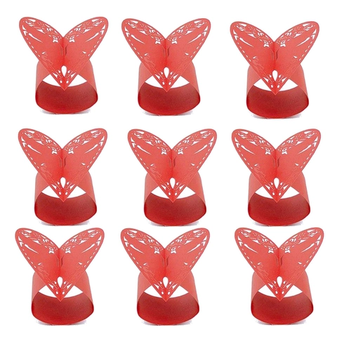 Portatovaglioli in Carta Taglio Laser Cuore Farfalla Traforata Supporto per Tovaglioli in Carta Perlata per Matrimonio Festa Decorazione