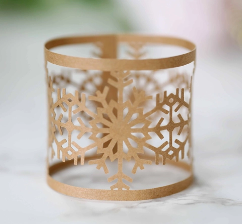 Laser Cut Snowflake Paper Napkin Rings Holder For Wedding Christmas Banquet Table Decoration Party Supplies White Gold