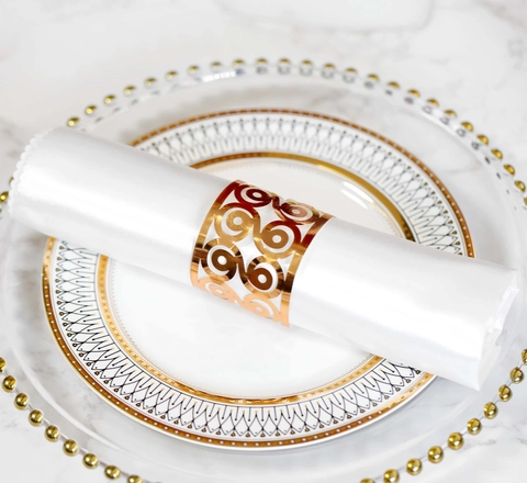 Laser Cut Hollow Napkin Rings Pearlescent Paper Reflective Table Decor For Wedding Banquet Hotel Party Table Decorations