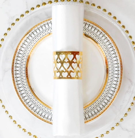 Heart Hollow Laser Cut Paper Napkin Rings Mirror Gold Silver Rose Gold For Wedding Valentine Party Table Decoration