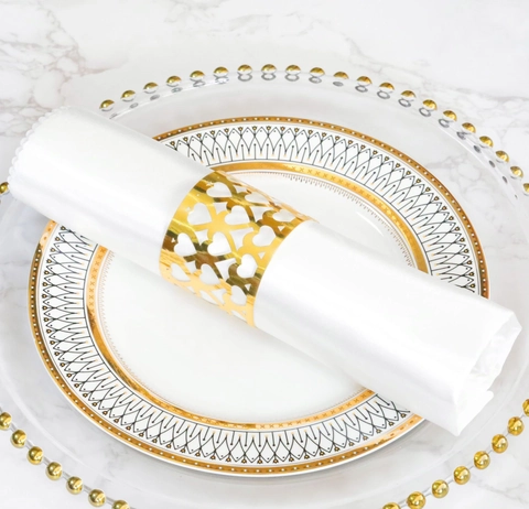 Heart Hollow Laser Cut Paper Napkin Rings Mirror Gold Silver Rose Gold For Wedding Valentine Party Table Decoration