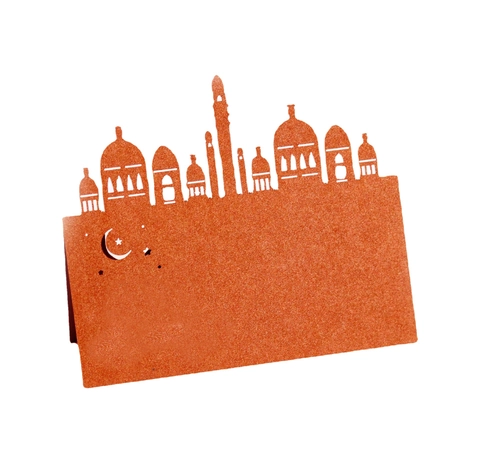 Segnaposto Eid Taglio Laser Moschea Ramadan Kareem Carta Perlata Intagliata Carte Nome Tavolo per Banchetti Matrimonio