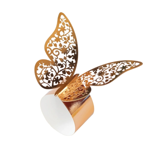 Ronds de Serviette Papillon Élégants Découpe Laser Papier Cartonné Métallique pour Banquet de Mariage Décoration de Table