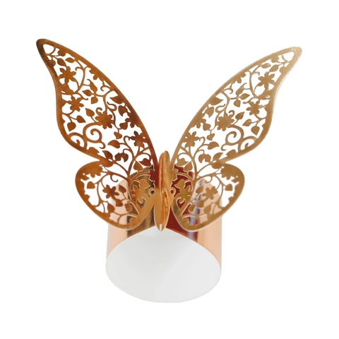 Ronds de Serviette Papillon Élégants Découpe Laser Papier Cartonné Métallique pour Banquet de Mariage Décoration de Table