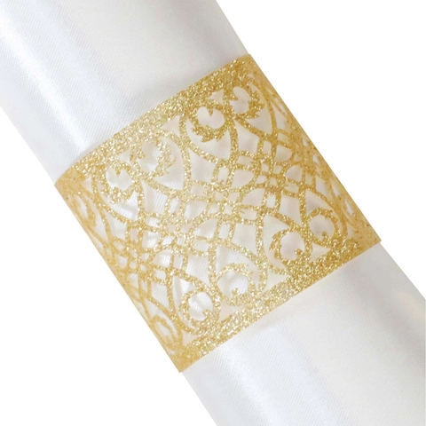 Laser Cut Paper Napkin Rings Glitter European Style Heart Pattern Napkin Buckles For Wedding Banquet Party Table Decoration