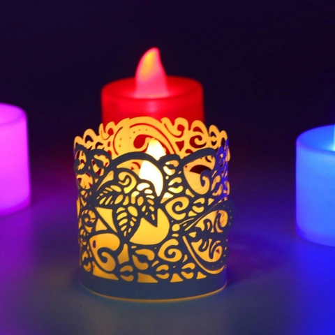 Laser Cut Pearlescent Paper Lampshade Sleeve Hollow Leaf Pattern Decorative Candle Cover For Wedding Party Home Decoration