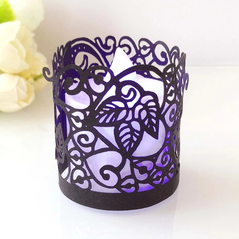 Laser Cut Hollow Paper Lampshade For LED Candle Decorative Leaf Heart Pattern Wrap For Wedding Party Birthday Festive Home Atmosphere Ornament