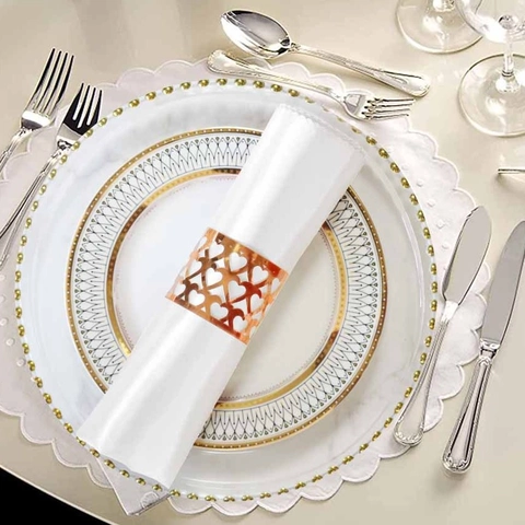 Reflective Heart Laser Cut Paper Napkin Rings Holder For Wedding Banquet Party Table Decoration Rose Gold Silver Gold