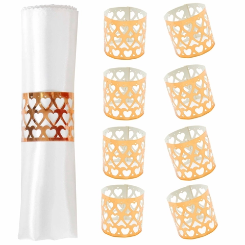 Reflective Heart Laser Cut Paper Napkin Rings Holder For Wedding Banquet Party Table Decoration Rose Gold Silver Gold